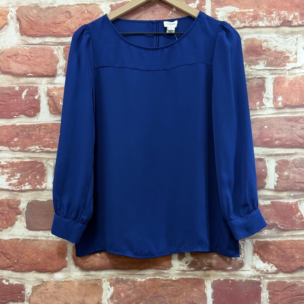 J Crew Top Women's S Plain Blue Work Office Career Wear Dress Long Sleeve Shirt